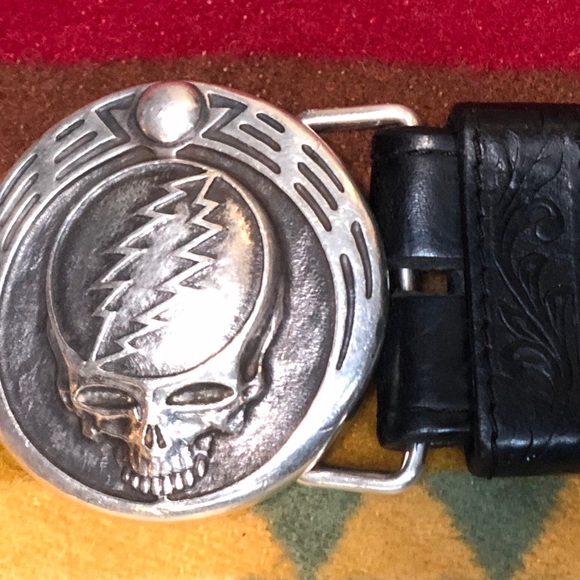 Grateful Dead Other - Silver ‘Owsley’ Belt Buckle and Leather Belt